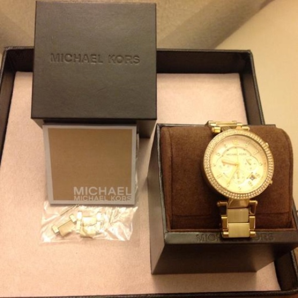 Michael Kors Gold Tone Safari Parker Watch
